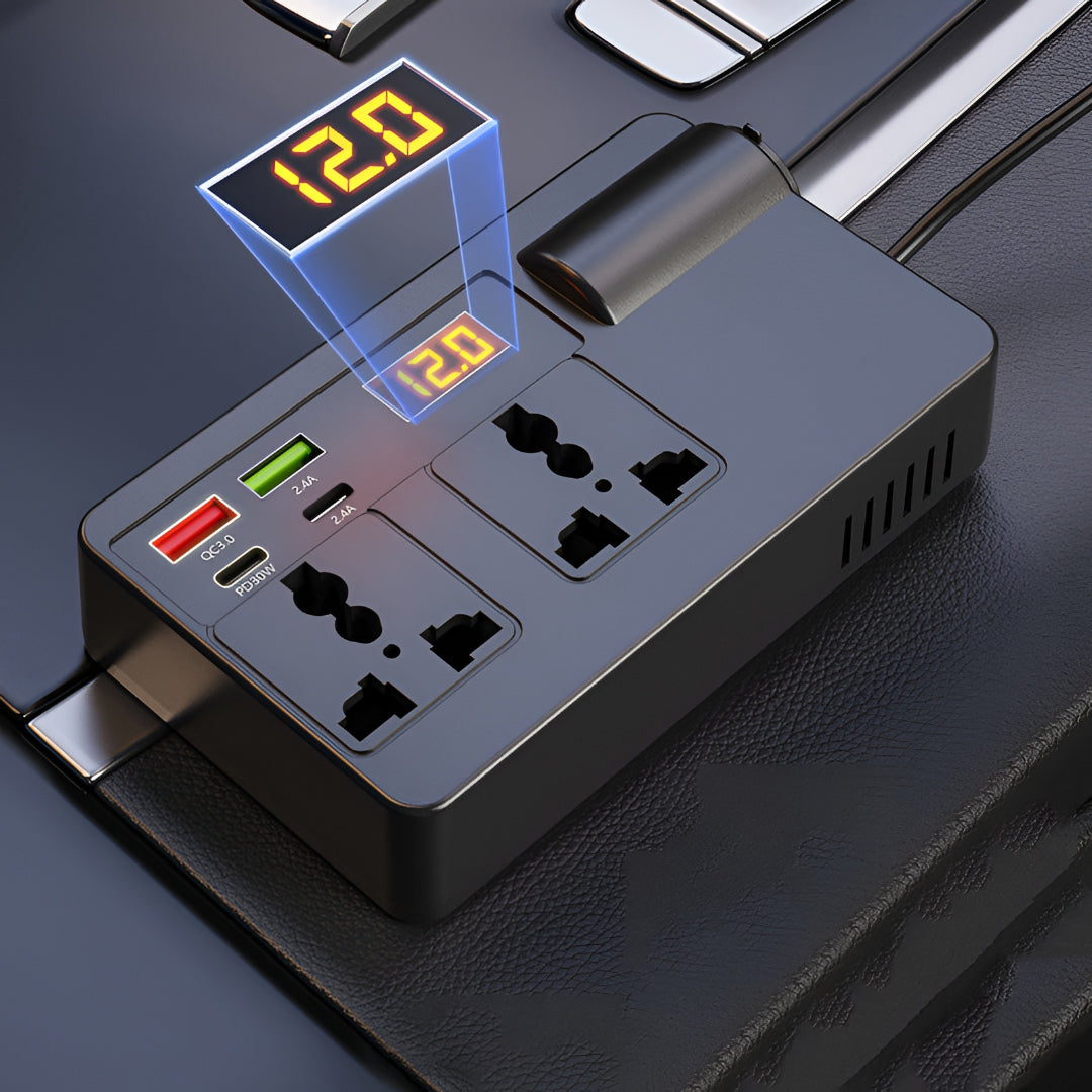 Inversor Tomada Automóvel Carregador USB 12V 220V Adaptador