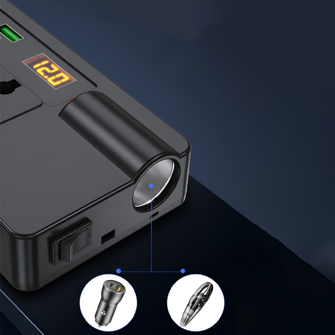 Inversor Tomada Automóvel Carregador USB 12V 220V Adaptador