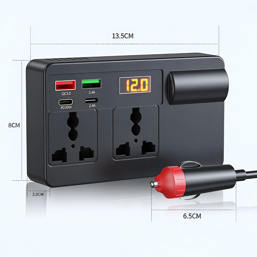 Inversor Tomada Automóvel Carregador USB 12V 220V Adaptador