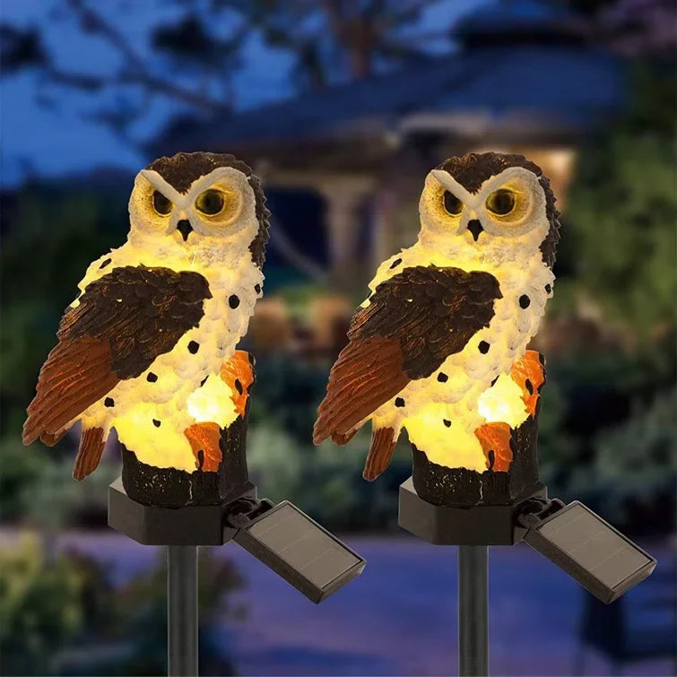 Zonne-uil tuinlamp met decoratieve paal