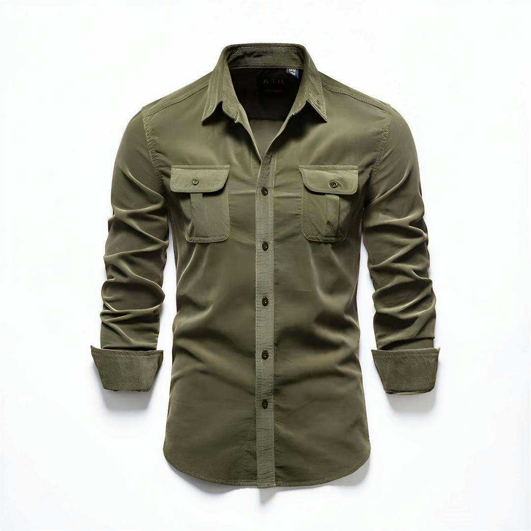 Camicia Uomo Casual Manica Lunga Chiusura con Bottoni Slim Fit