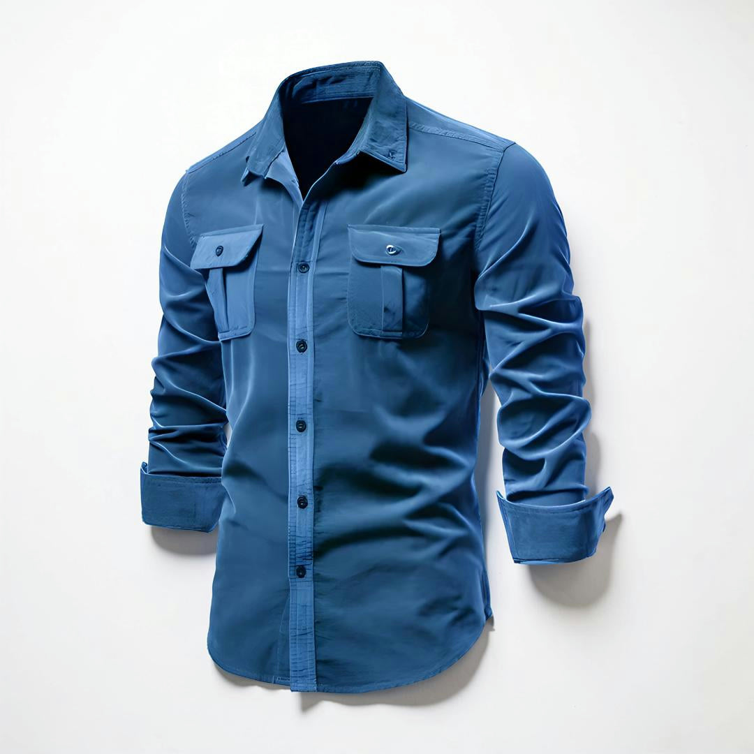 Camicia Uomo Casual Manica Lunga Chiusura con Bottoni Slim Fit