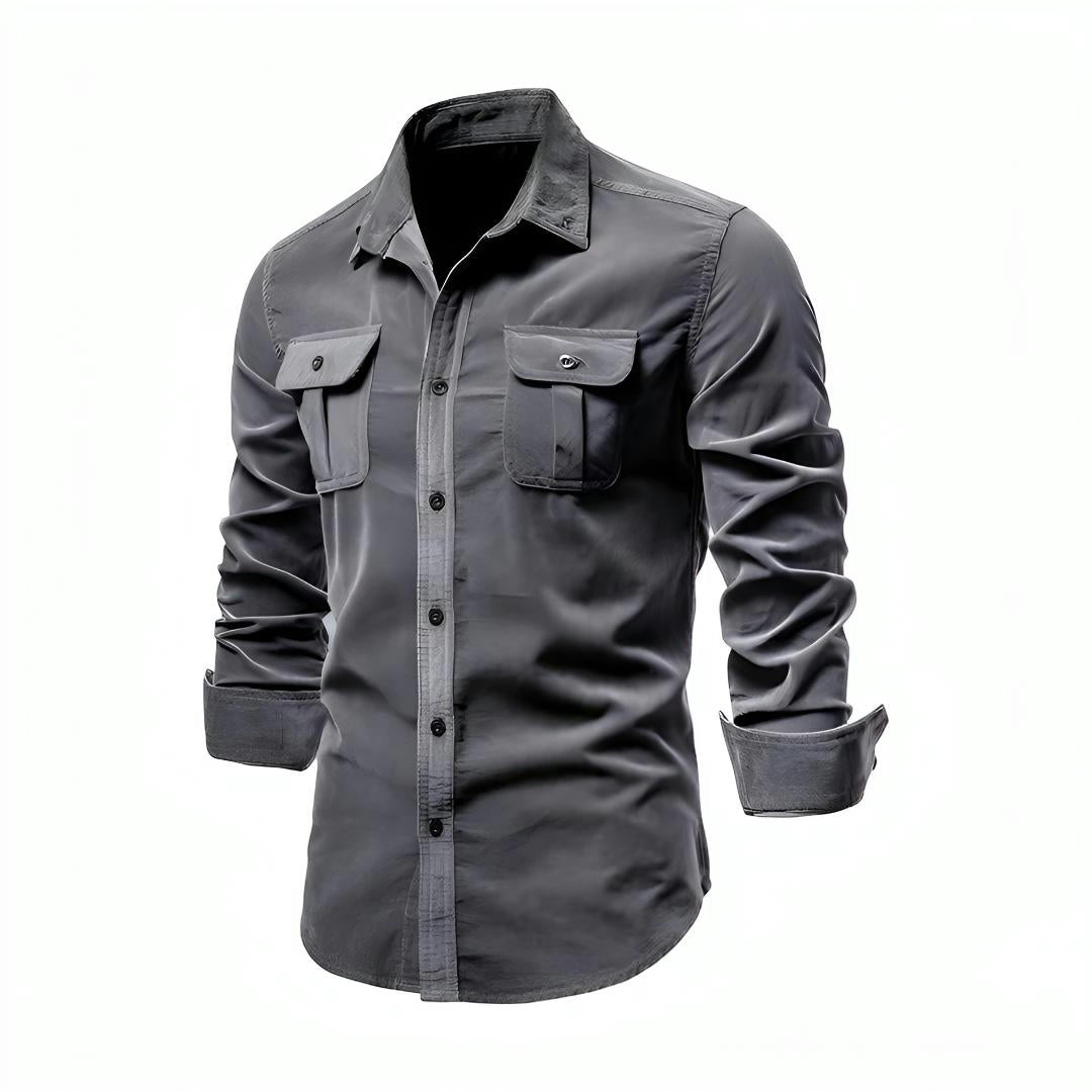 Camicia Uomo Casual Manica Lunga Chiusura con Bottoni Slim Fit