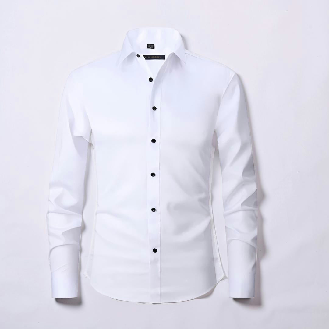 Camicia Uomo Stretch Slim Fit Manica Lunga Chiusura con Bottoni