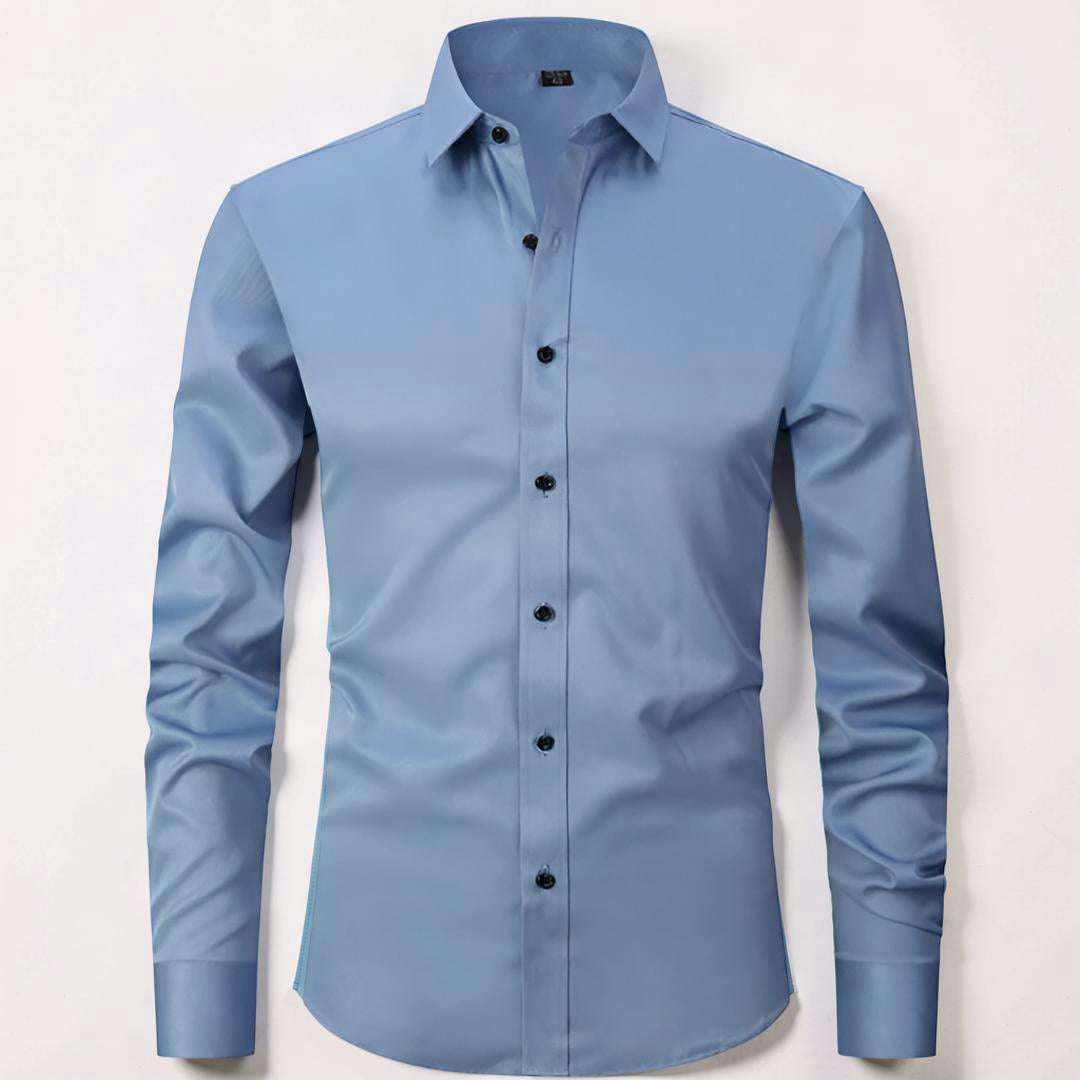 Camicia Uomo Stretch Slim Fit Manica Lunga Chiusura con Bottoni