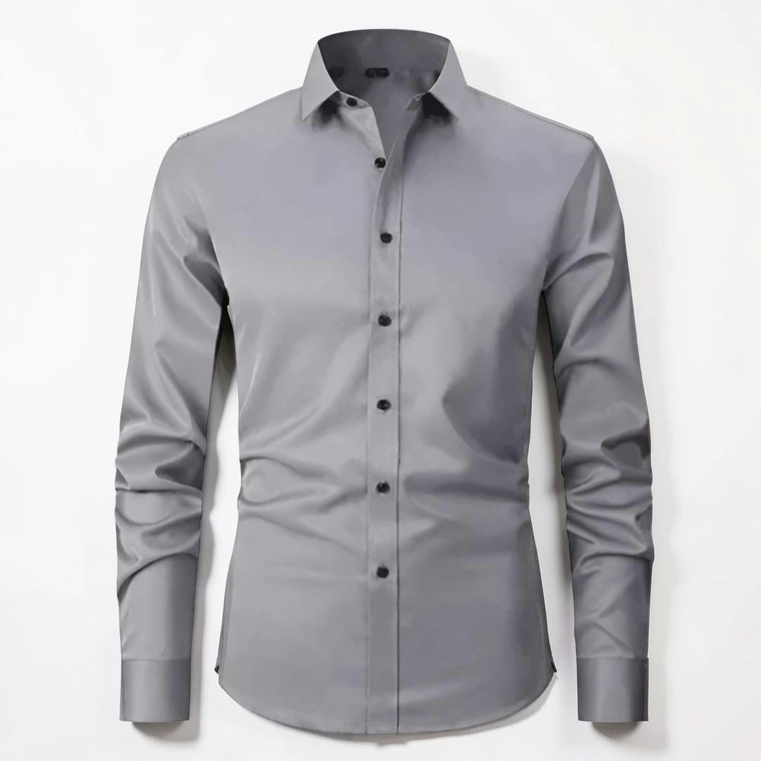 Camicia Uomo Stretch Slim Fit Manica Lunga Chiusura con Bottoni