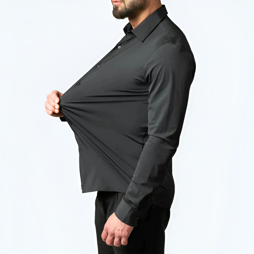 Camicia Uomo Stretch Slim Fit Manica Lunga Chiusura con Bottoni