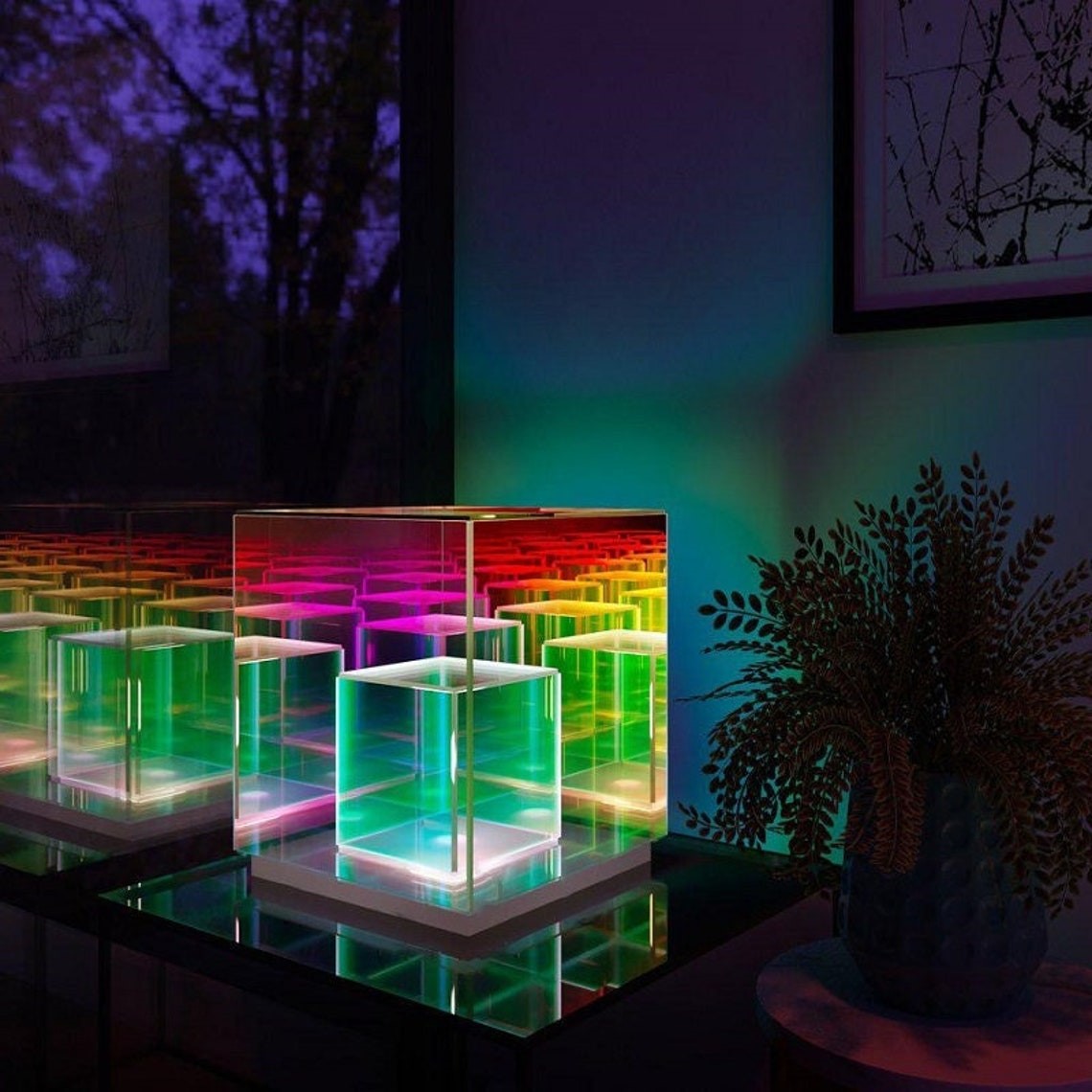 Candeeiro de Mesa Cubo Concêntrico Iluminação Moderna