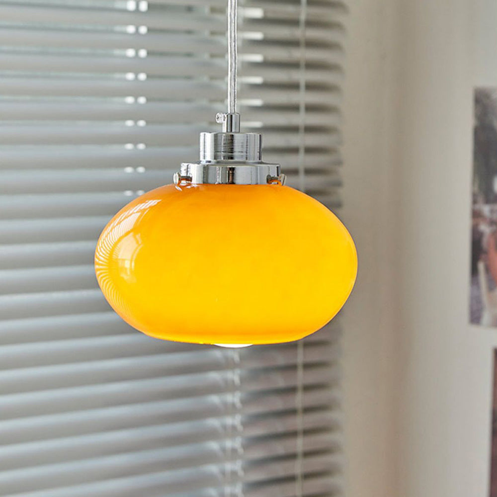 Lampadario in Vetro Giallo Bauhaus Medievale
