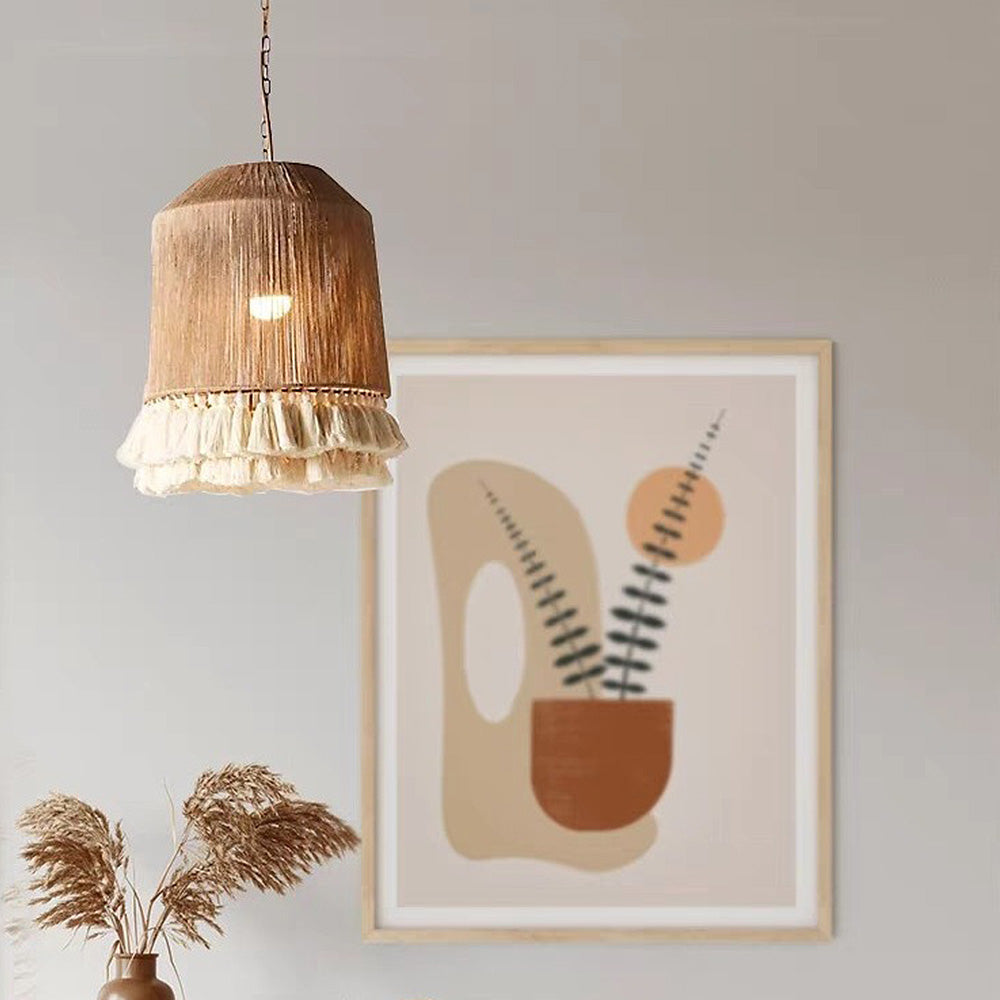 Boho Handmade Rope Round Hanging Lamp
