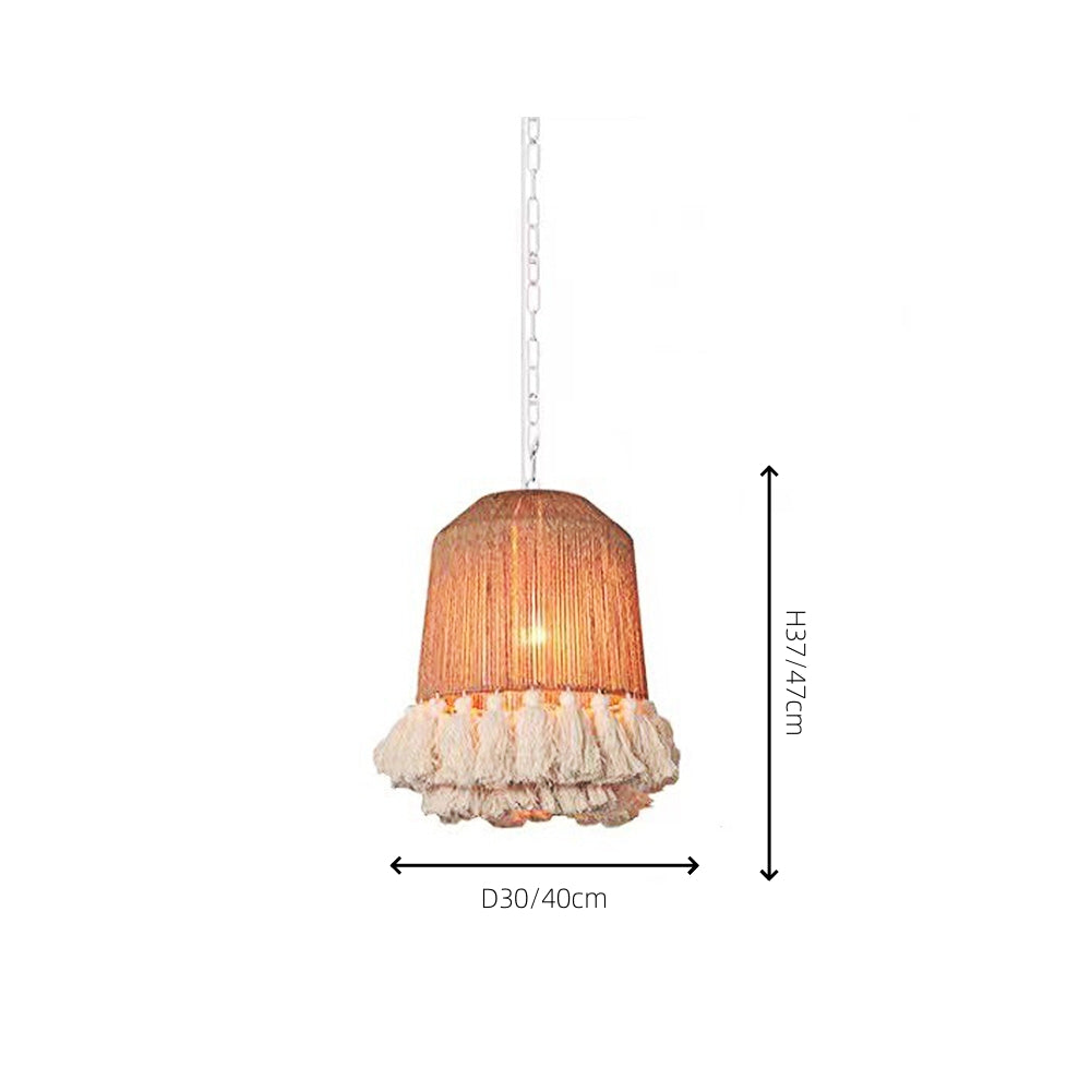 Lampada a sospensione rotonda in corda fatta a mano in stile boho
