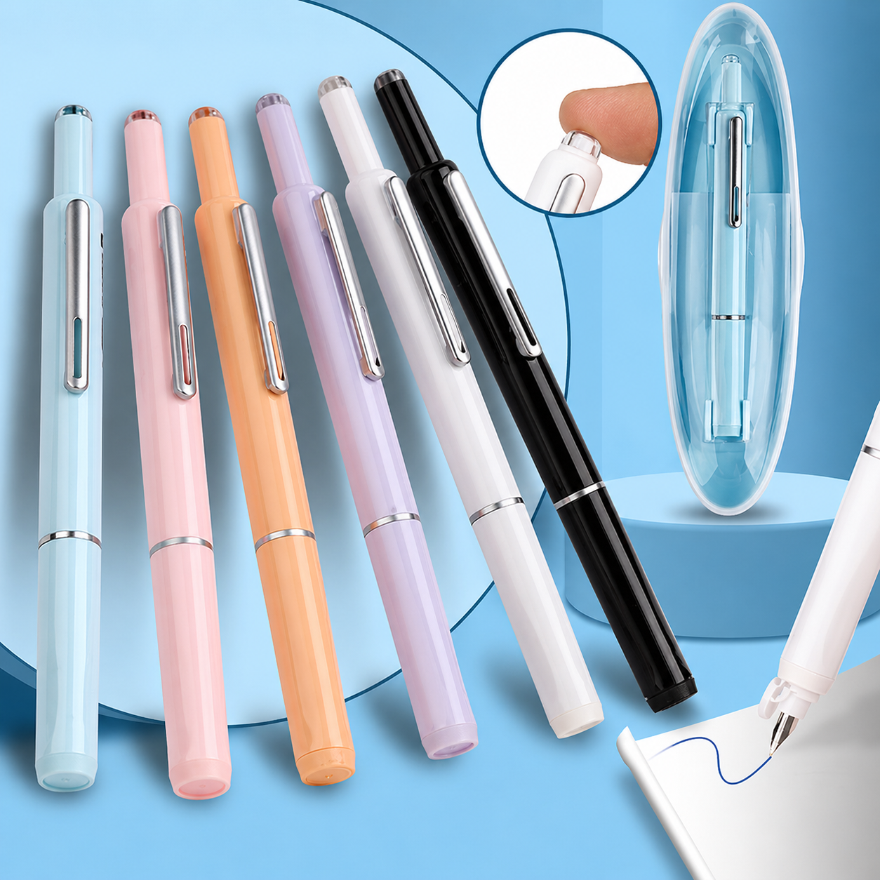 Retractable Fountain Pen Soft Writing Professional Use