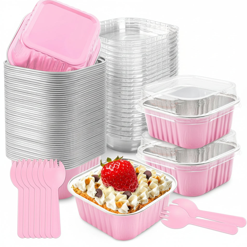 Mini Stampi Torte Coperchio Usa Getta Alluminio Torte Dolci 50 Pezzi