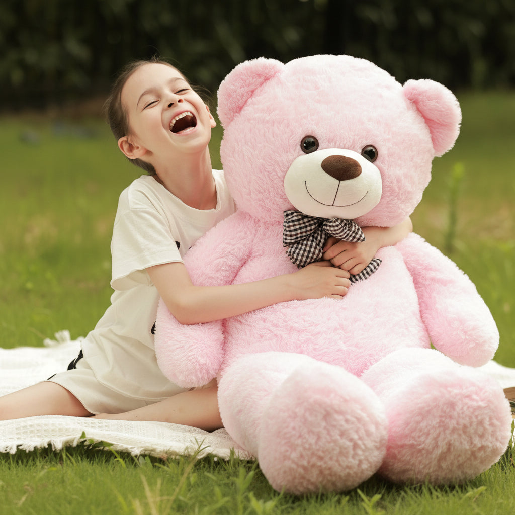 Plush Teddy Bear Bow Kids Adults White