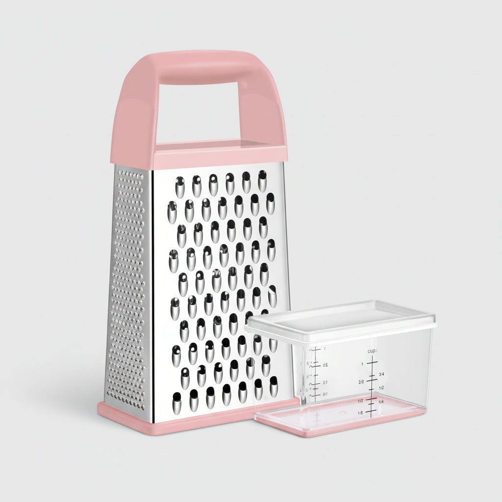 RVS Keukenrasp Antislip Basis Afneembaar Bakje 4 Zijdige Rasp