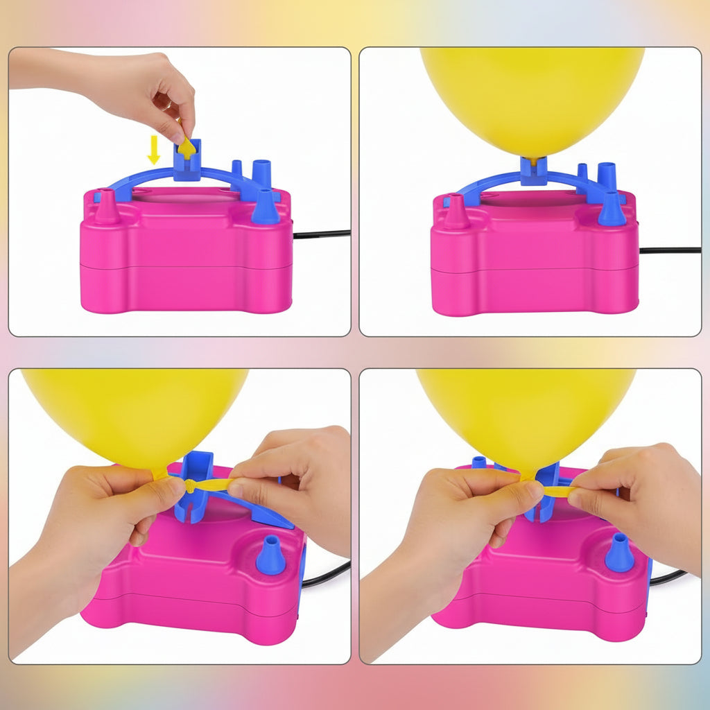 Pompa Palloncini Elettrica Doppia Bocca Decorazione Feste Veloce