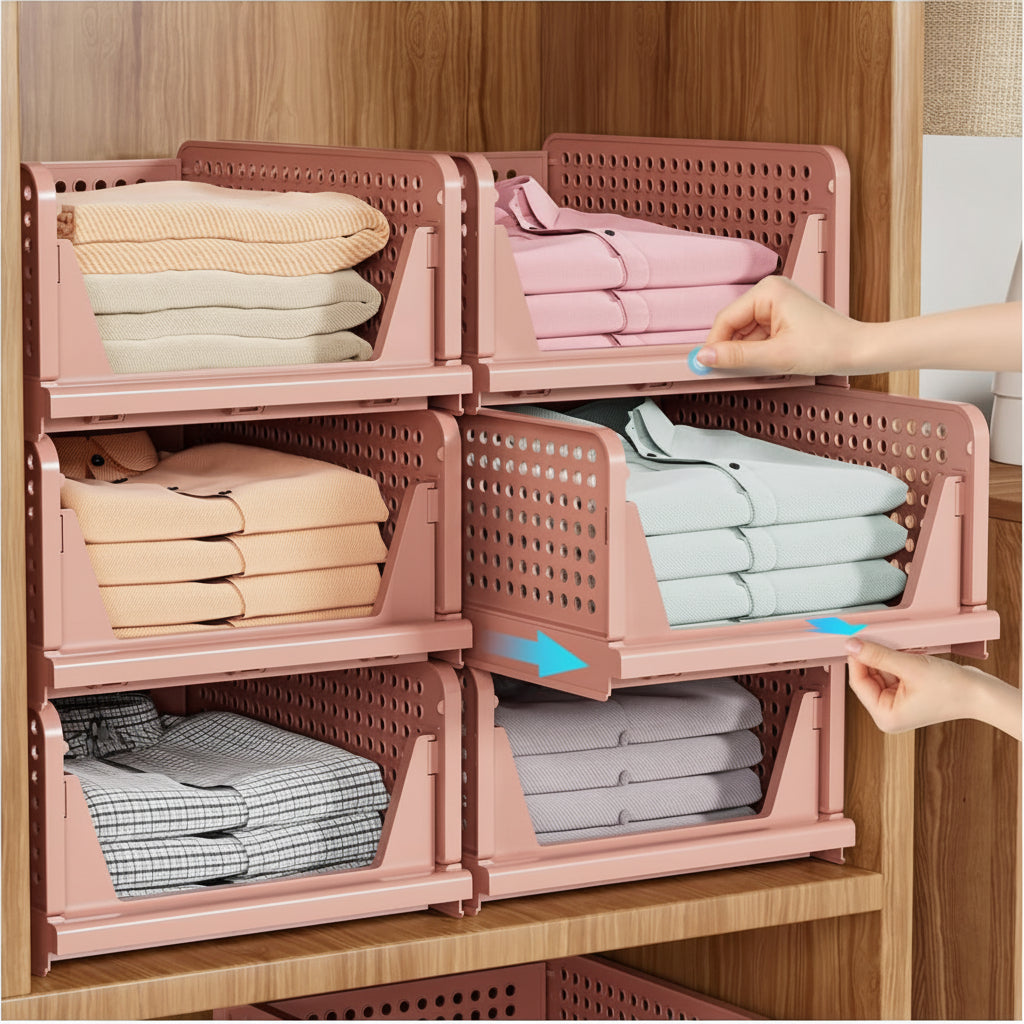 Foldable Storage Boxes Set 5 Stackable Closet Organizers
