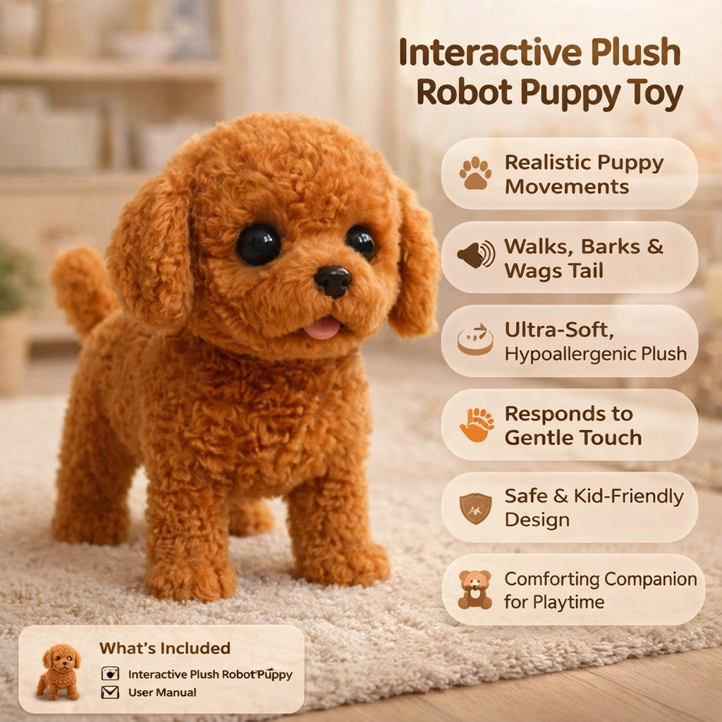 Puppy Toy Interactive Plush Robot Dog Realistic Design