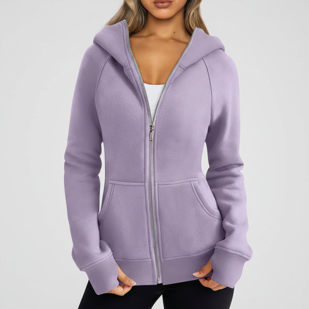 Felpa Zip Donna Slim Fit Misto Cotone Casual