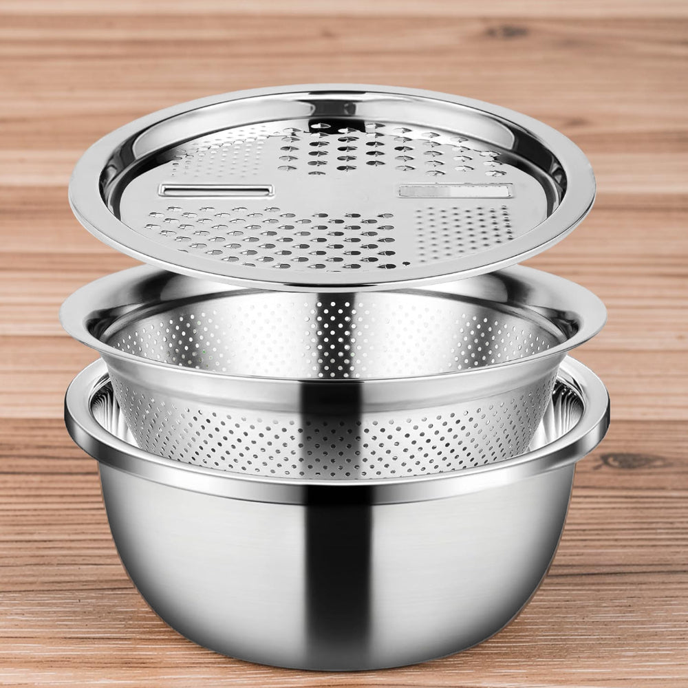 Tigela em Aço Inoxidável Cozinha Multifuncional Escorredor Preparação de Saladas
