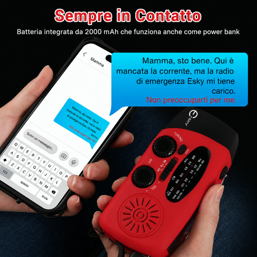 Radio di Emergenza Ricaricabile Solare Portatile per Campeggio e Outdoor