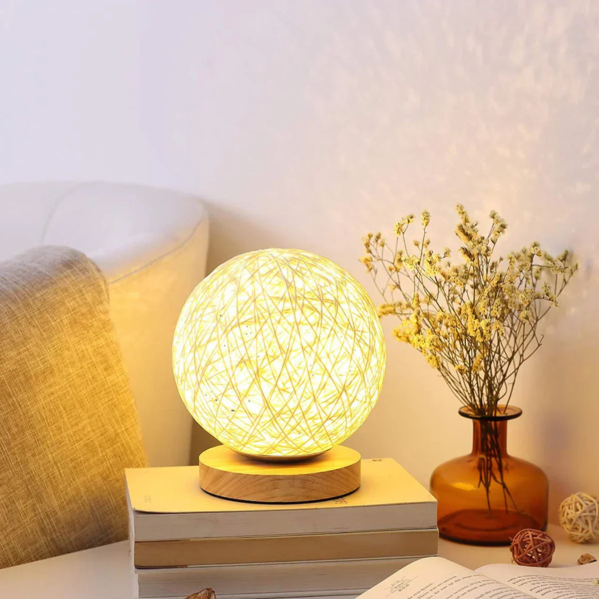RattanGlow - Dimbare Rattan Tafellamp met Natuurlijk Design