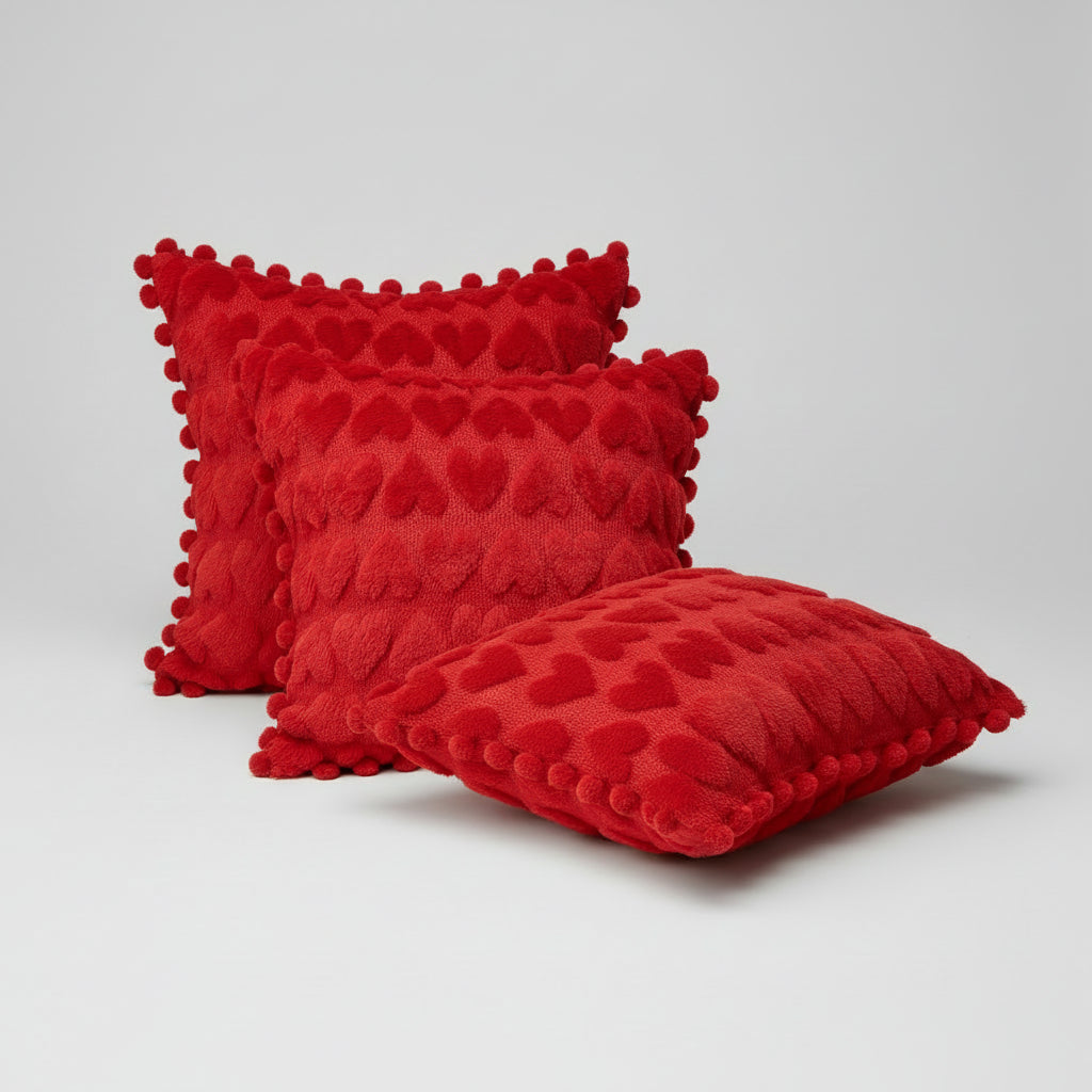 Federe Cuscini San Valentino Design Morbido Cuore Camera Letto