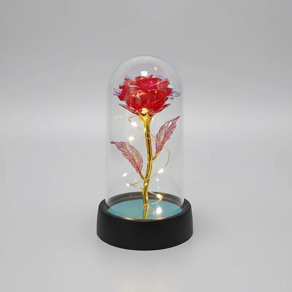 Fiori Artificiali Rose Illuminate Vetro Regalo Romantico San Valentino