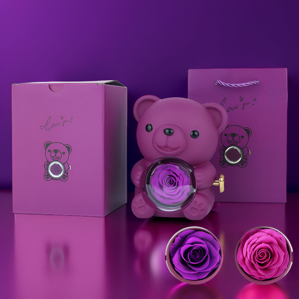 Romantische Teddybeer Behouden Roos Hart Ketting Geschenk