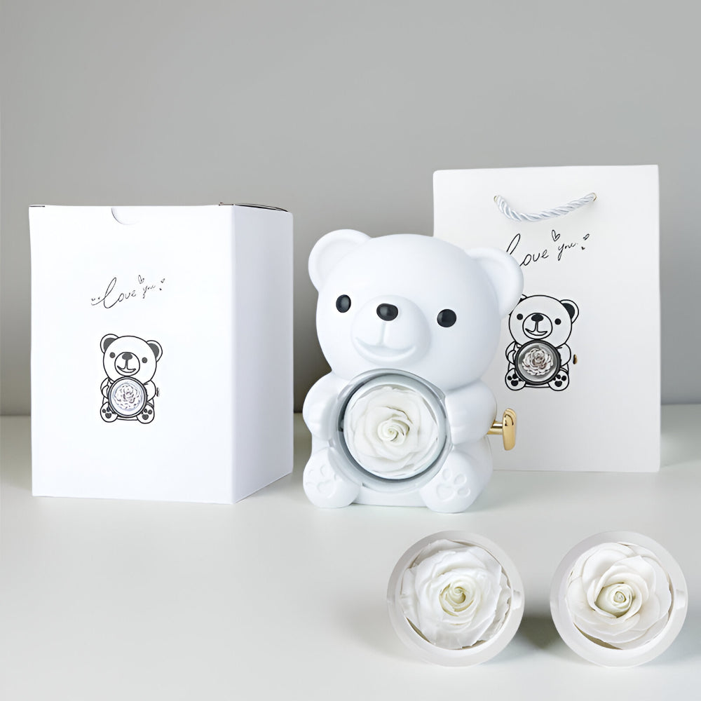 Romantische Teddybeer Behouden Roos Hart Ketting Geschenk