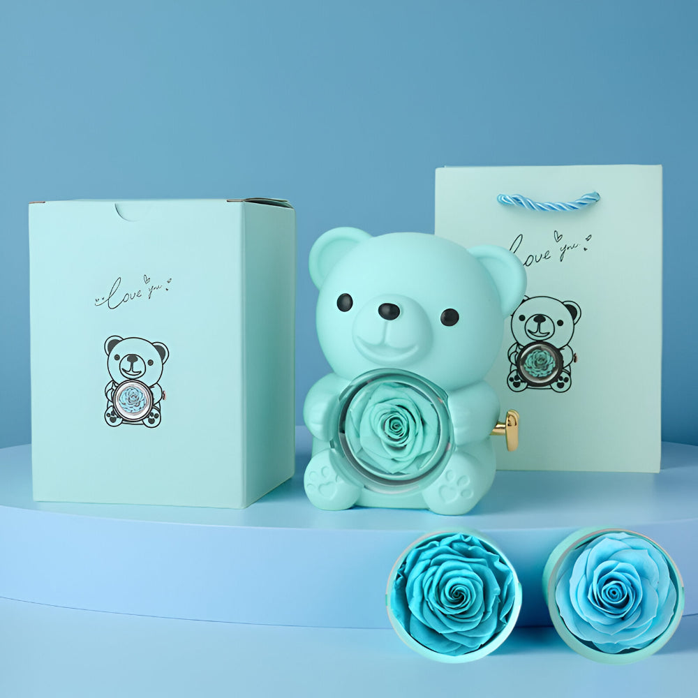 Romantische Teddybeer Behouden Roos Hart Ketting Geschenk
