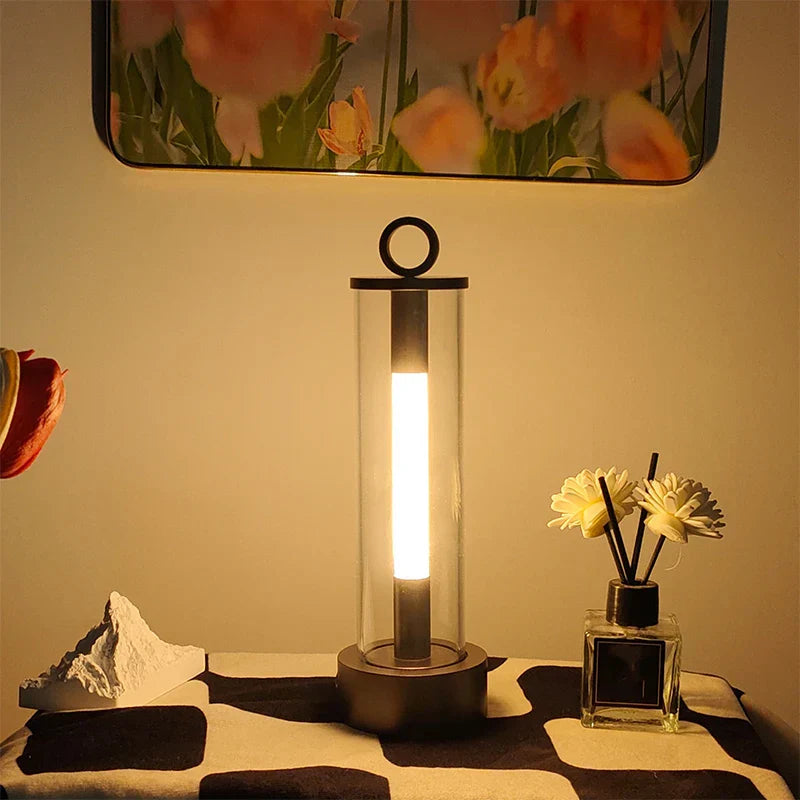 GlowLuxe - Lámpara de mesa LED recargable para interior y exterior, inalámbrica y resistente a la intemperie
