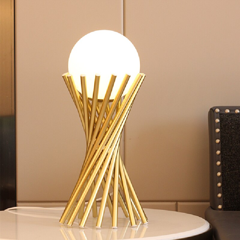 LumiGlobe - Modern Golden Table Lamp with LED Lighting