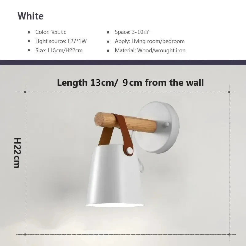 NordicGlow - LED Wall Lamp with Wooden Details and Leather Strap