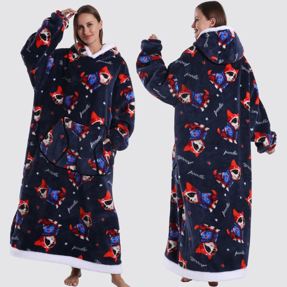 Sweatshirt com Capuz de Lã Ampla Estilo Aconchegante e Elegante Saco-Cama com Capuz