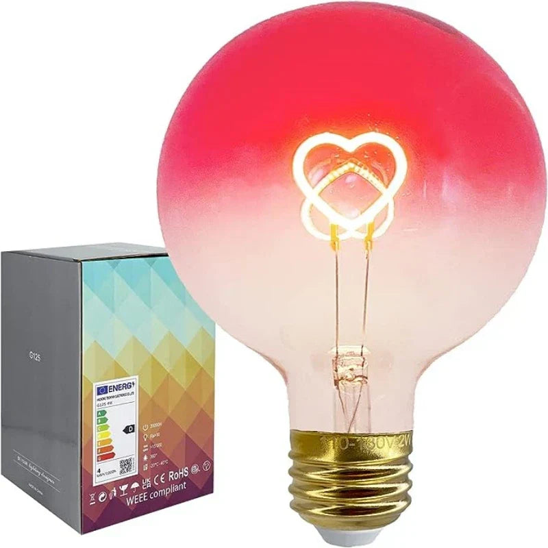GlowHeart – Lâmpada LED Regulável com Padrão de Coração e Transição de Cores