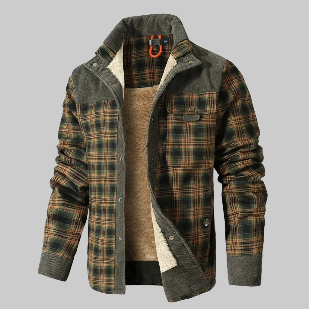 Men's Winter Coat Flannel Plaid Lined Warm