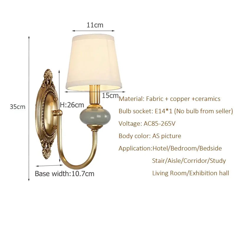 CopperGlow - Candeeiro de Parede Clássico para Quarto e Sala de Estar