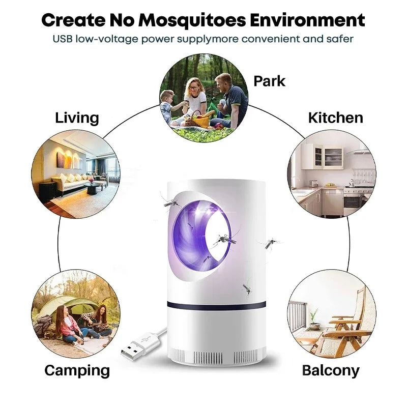Nova Armadilha Elétrica Interior para Mosquitos Lâmpada para Mosquitos com Alimentação USB e Adaptador Ventoinha de Sucção Armadilha para Insetos Exterior