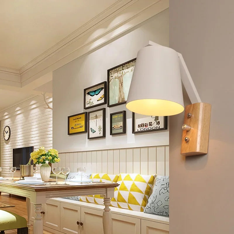 HoutLicht - LED Wall Lamp with Switch Bedside Lamp Living Room Decoration