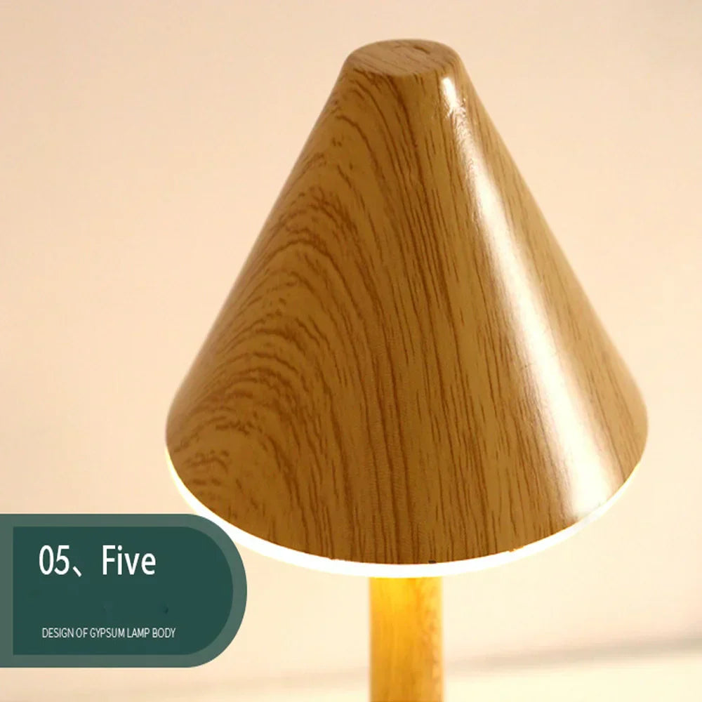 LumaWood - Rechargeable LED Table Lamp with Wooden Design, Dimmable and Wireless