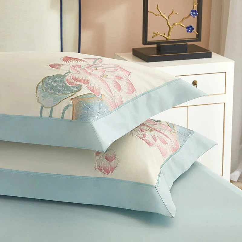 Set copripiumino Lotus Blue (Cotone Egiziano)