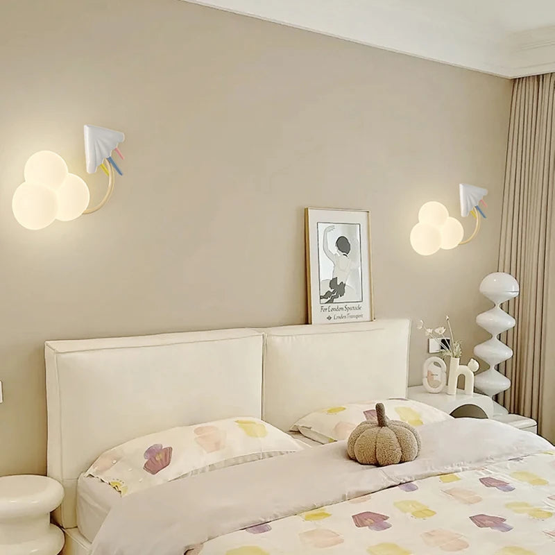 CartoonAirplane - Children's Room Wall Lamp with Stars, Rainbow, and Airplane Design