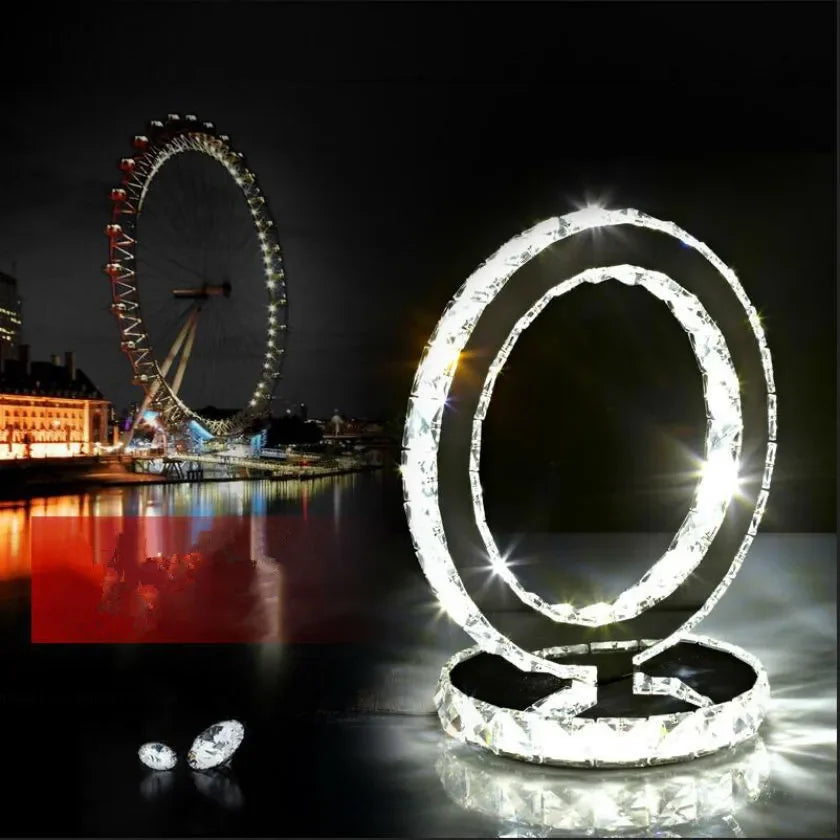 LumiCrystal - Moderne Kristallen Tafellamp met LED Verlichting | Luxe Ringdesign