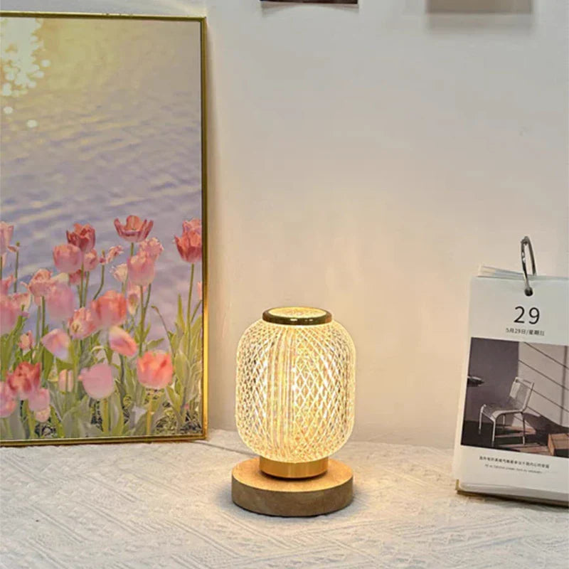 NordicGlow - Candeeiro de Mesa LED Regulável com Design em Cristal e Iluminação Poupa-Energia
