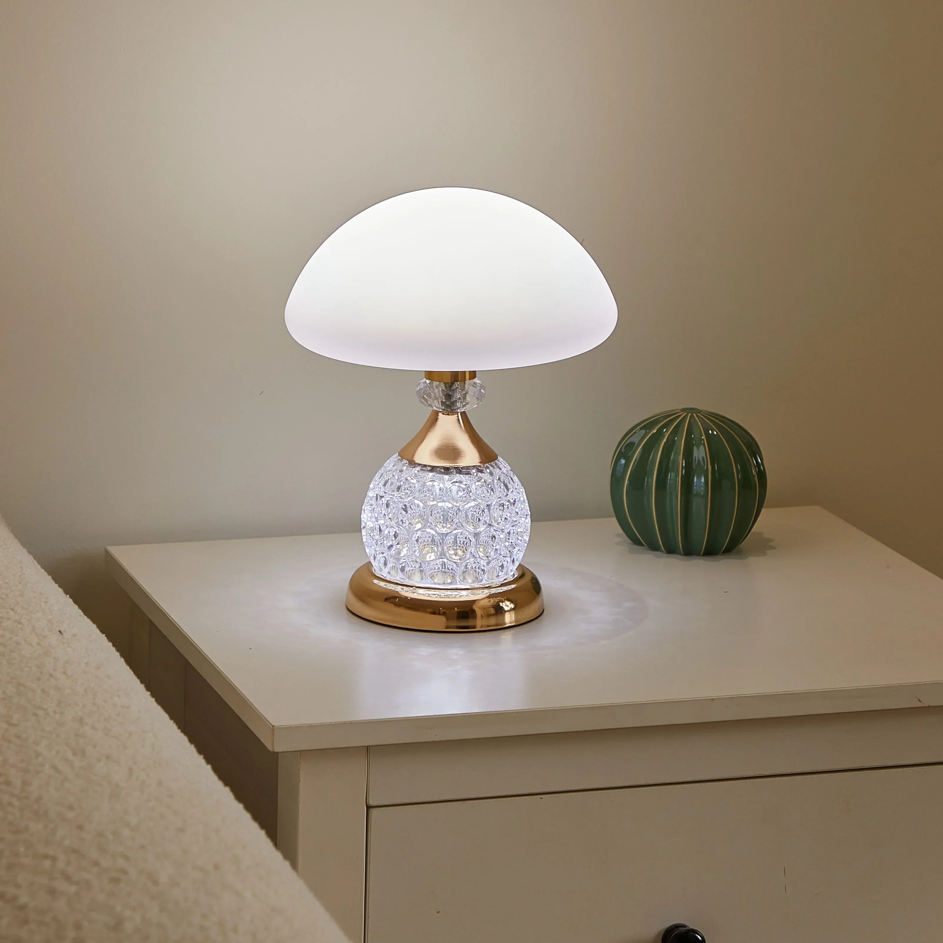 GlowMush - Lampada da tavolo LED decorativa a forma di fungo di cristallo, illuminazione d'atmosfera vintage