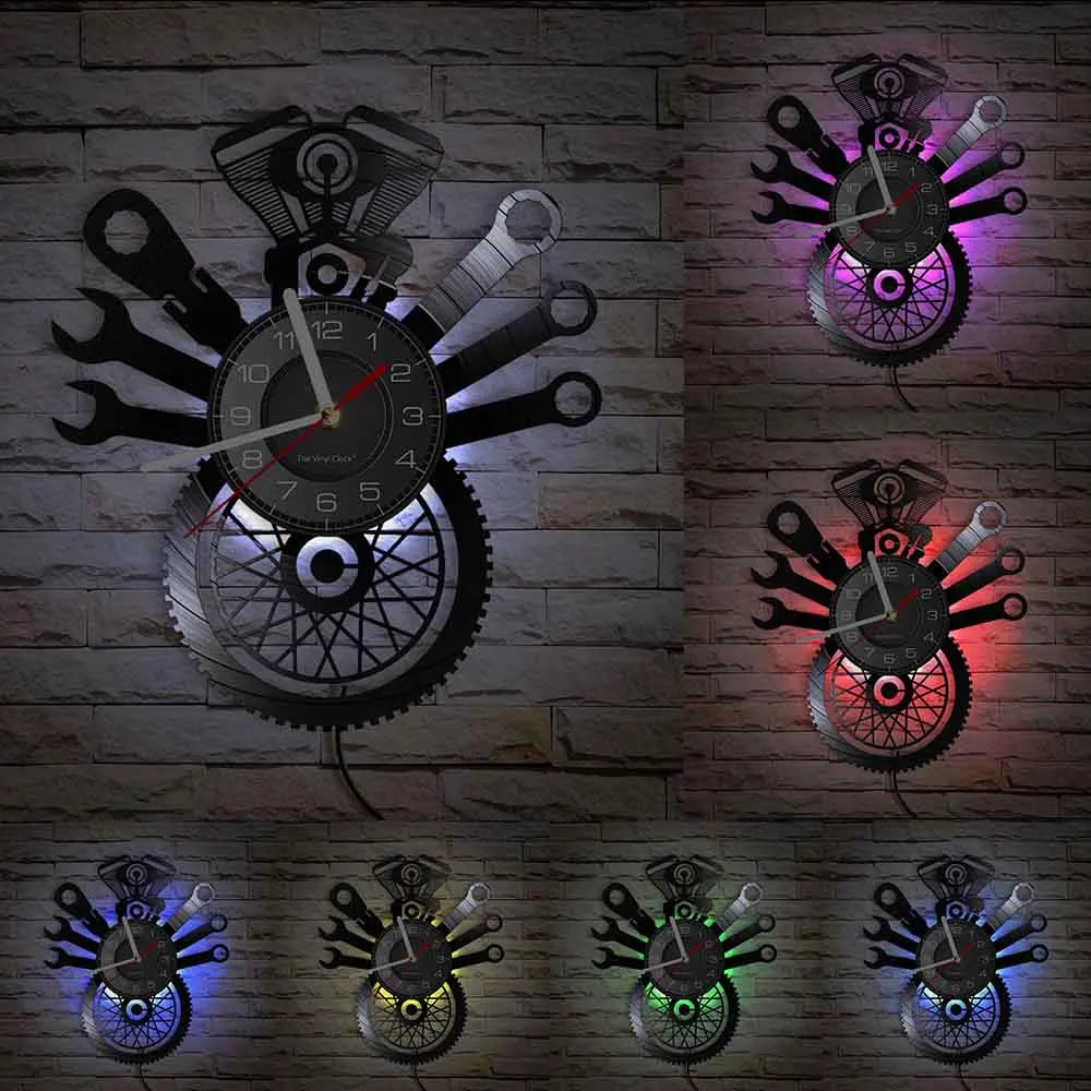 Auto Repair - Vinyl Wall Clock with Modern Garage Design
