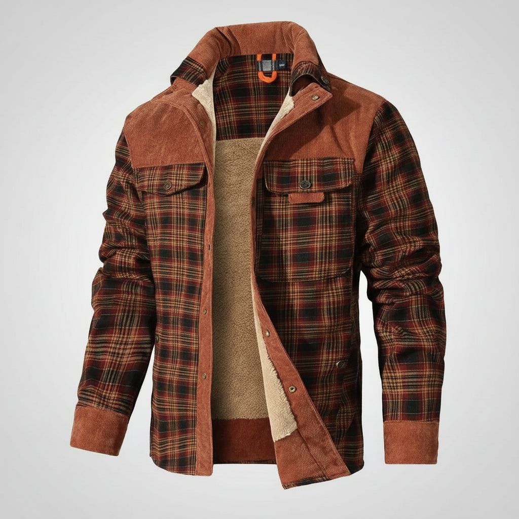 Giacca Uomo Inverno Flanella Quadri Imbottita Calda