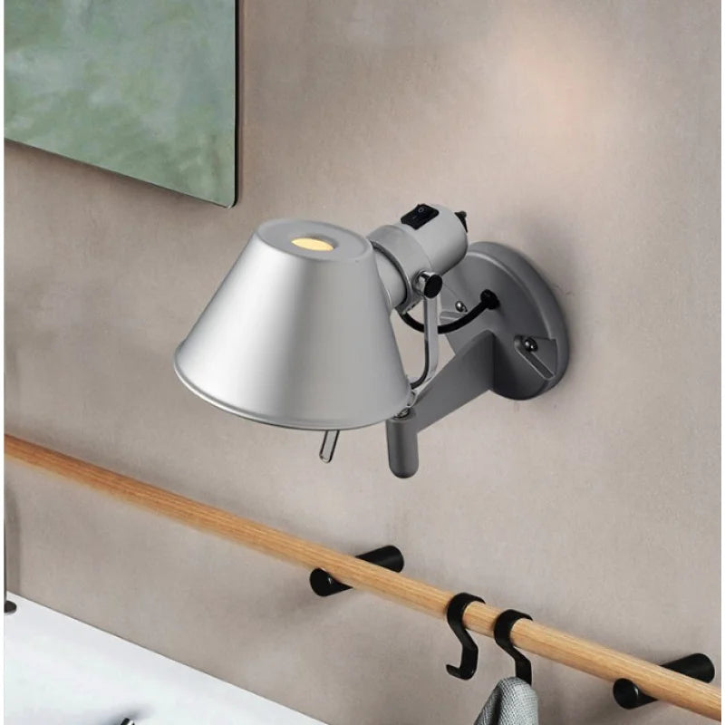 RockFleur - Lampada da parete industriale per camera da letto e soggiorno, lampada da lettura regolabile
