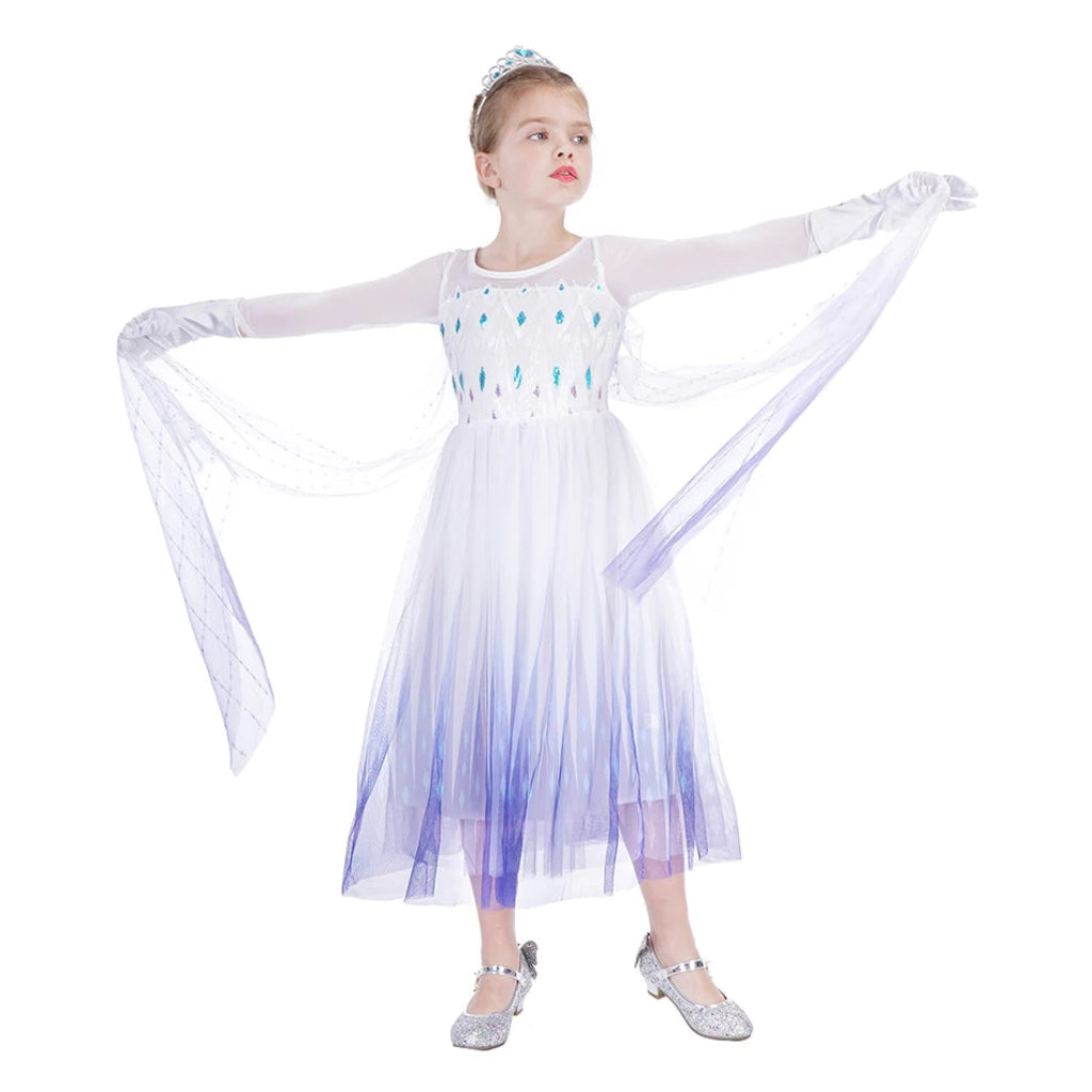 Fato de Halloween Princesa Menina Azul com Manto Elegante